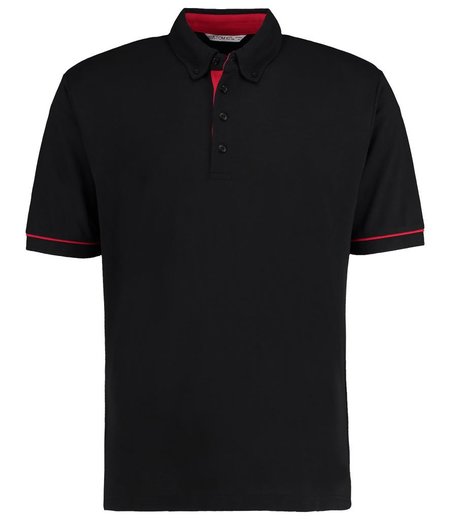 Kustom Kit - Button Down Collar Contrast Piqué Polo Shirt