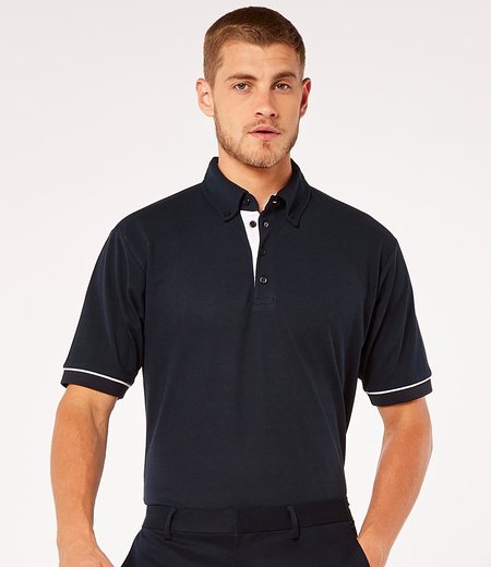 Kustom Kit - Button Down Collar Contrast Piqué Polo Shirt