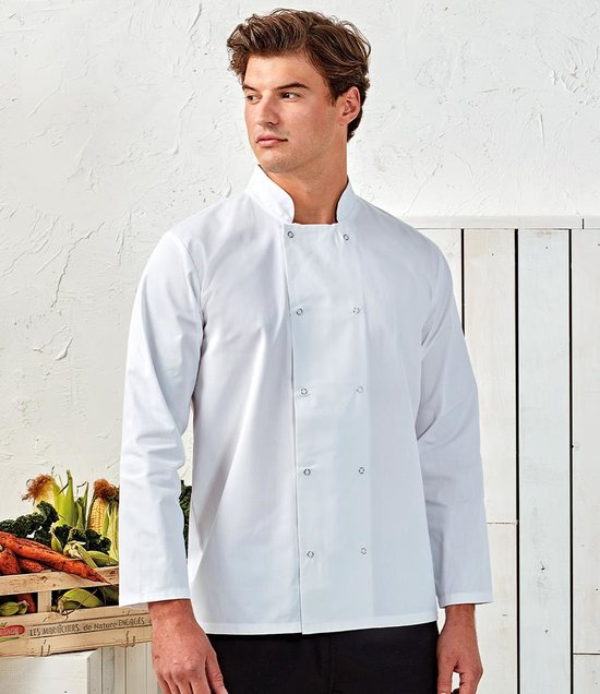 Premier - Unisex Long Sleeve Stud Front Chef's Jacket