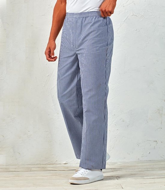 Premier - Pull On Chef's Check Trousers