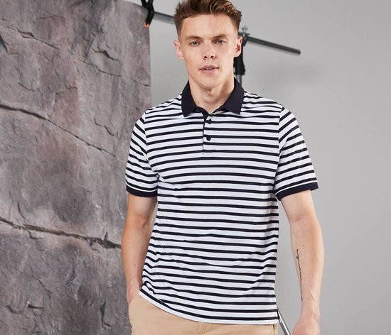FRONT ROW - STRIPED JERSEY POLO SHIRT
