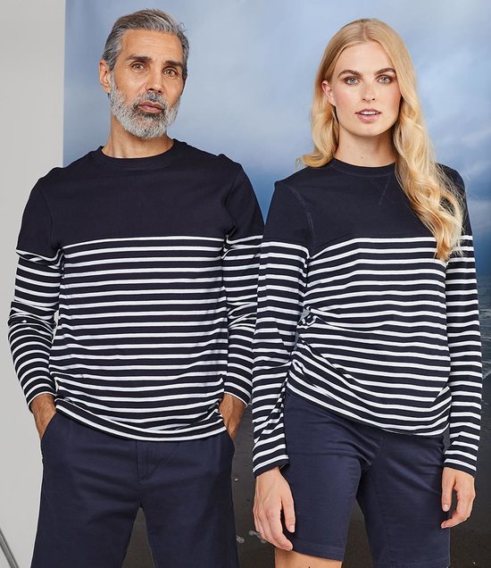 Front Row - Unisex Long Sleeve Breton Striped T-Shirt
